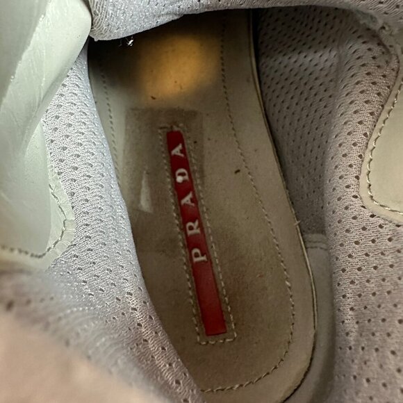 Prada Patent Strap Americas Cup Sneakers in Grey Patent Leather UK 7.5 / US 8.5 - Picture 6 of 10